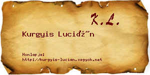 Kurgyis Lucián névjegykártya